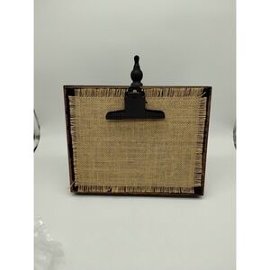 RECIPE/PICTURE BLACK EASEL WITH METAL CLIP BURLAP BACKING 10"X8" RUSTIC